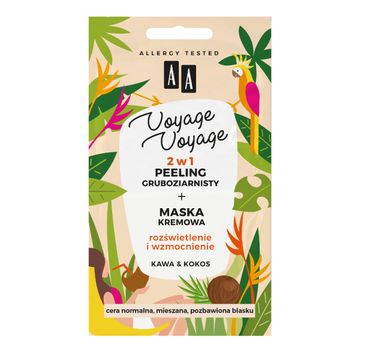 AA Voyage Voyage 2w1 peeling gruboziarnisty+maska kremowa kawa&kokos (2 x 5 ml)