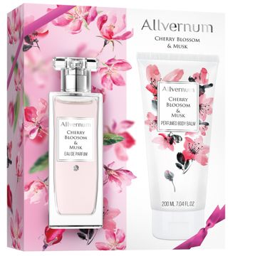 Allvernum zestaw prezentowy dla kobiet woda perfumowana Cherry Blossom & Musk 50 ml balsam perfumowany 200 ml