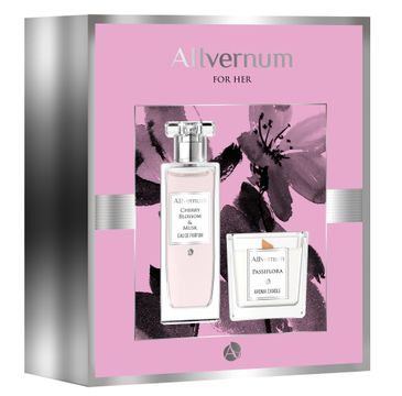 Allvernum – Zestaw prezentowy woda perfumowana Cherry&Musk 50ml + świeca Passiflora 100g (1 szt.)