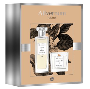 Allvernum – Zestaw prezentowy woda perfumowana Coffee & Amber 50ml + świeca Forest Spa 100g