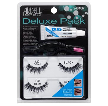 Ardell Deluxe Pack 2 pary sztucznych rzęs Demi Black + klej + aplikator (1 op.)