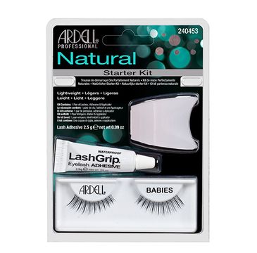 Ardell Natural Babies 1 para sztucznych rzęs Black + Lash Adhesive klej do rzęs (2,5 g) + Lash Applicator aplikator do rzęs