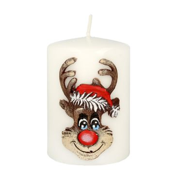 Artman Boże Narodzenie – świeca ozdobna Rudolf biały, walec mały (1szt)