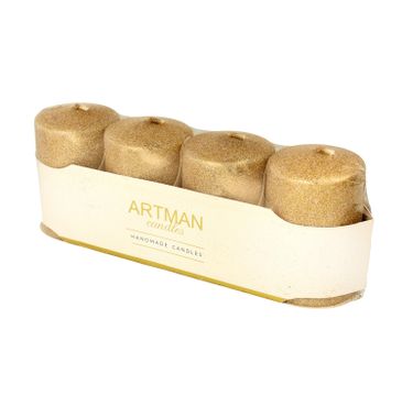 Artman świeca ozdobna 4-pack Brokat różowe złoto walec mały (1op.- 4 szt.)