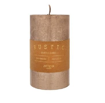 Artman – Rustic Metalic Świeca ozdobna rose gold- walec średni (1 szt.)