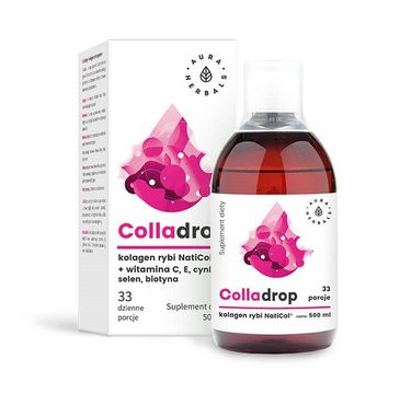 Aura Herbals Colladrop Kolagen Rybi + Witamina C suplement diety w płynie 500ml