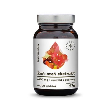 Aura Herbals Żeń - Szeń ekstrakt 400mg + ekstrakt z guarany suplement diety 90 tabletek 63g