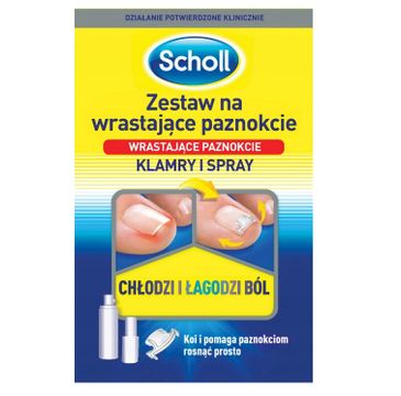 Scholl – zestaw na wrastające paznokcie do stóp klamry i spray (1 szt.)