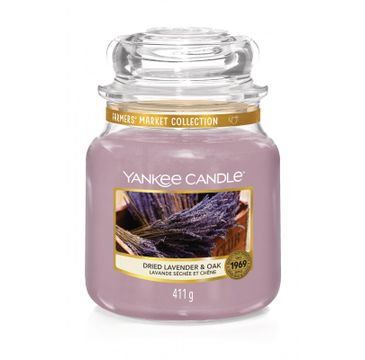 Yankee Candle – Świeca zapachowa średni słój Dried Lavender & Oak (411 g)