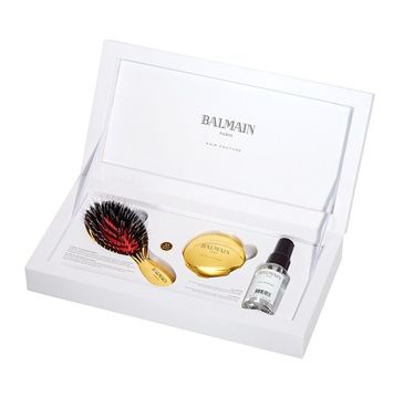 Balmain Golden Spa Brush Mini zestaw mini szczotka do włosów + mini lusterko + Silk Perfume 50ml