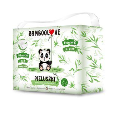 BambooLove Pieluszki jednorazowe z włóknem bambusowym rozm. S 3-8 kg (25 szt.)