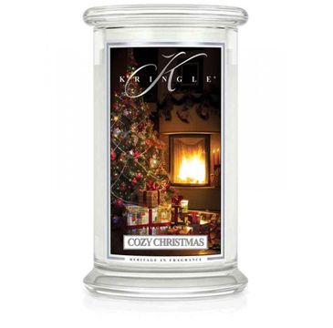 Kringle Candle – Duża świeca zapachowa z dwoma knotami Cozy Christmas (623 g)