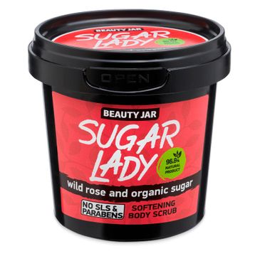 Beauty Jar Sugar Lady zmiękczający scrub do ciała z dziką różą i organicznym cukrem (180 g)