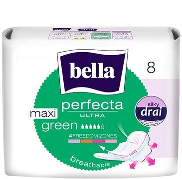 Bella Perfecta Green Maxi Podpaski ultra cienkie silky dry  (1op. - 8 szt.)
