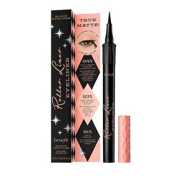 Benefit Cosmetics Roller Liner Matte Liquid Eyeliner matowy eyeliner w pisaku Black (1 ml)