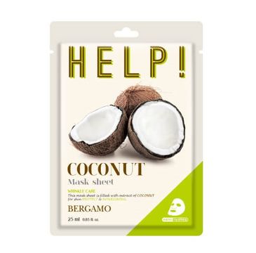 Bergamo Help Sheet Mask maska do twarzy z Coconut (25 ml)