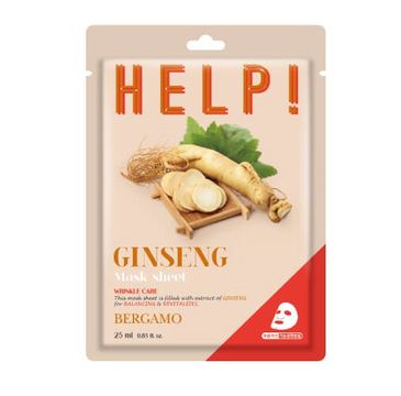 Bergamo Help Sheet Mask maska do twarzy z Ginseng (25 ml)