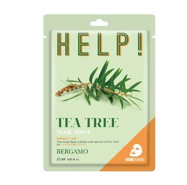 Bergamo Help Sheet Mask maska do twarzy z Tea Tree (25 ml)