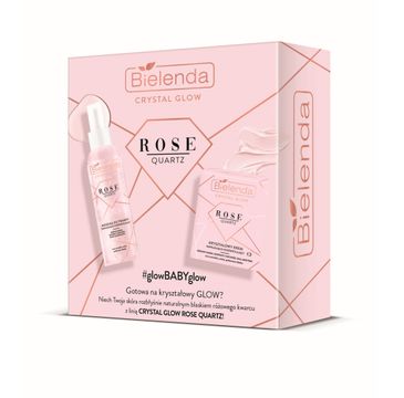 Bielenda Crystal Glow Rose Quartz zestaw mgiełka do twarzy nawilżająco-rozświetlająca (200 ml) + kryształowy krem nawilżająco-rozświetlający (50 ml)