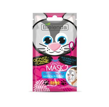 Bielenda Crazy Mask maska oczyszczająca w płacie 3D Kotek