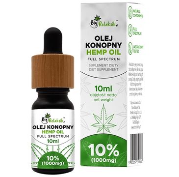 BigRelaksik Hemp Oil Full Spectrum 10% 1000mg suplement diety w kroplach Olej Konopny 10ml