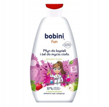 Bobini Fun płyn do kąpieli i żel do mycia ciała o zapachu jabłuszka (500 ml)