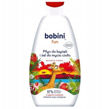 Bobini Fun płyn do kąpieli i żel do mycia ciała o zapachu truskawek (500 ml)