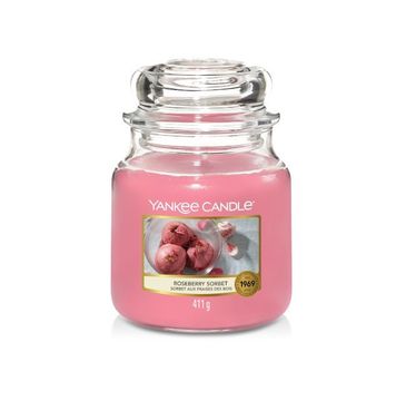 Yankee Candle – Świeca zapachowa średni słój Roseberry Sorbet (411 g)