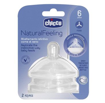 Chicco NaturalFeeling smoczek silikonowy na butelkę przepływ do kaszki - 6m+ (2 szt.)