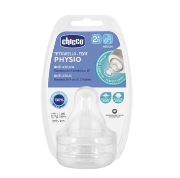 Chicco Physio Smoczek antykolkowy na butelkę przepływ średni 2m+ (2 szt.)
