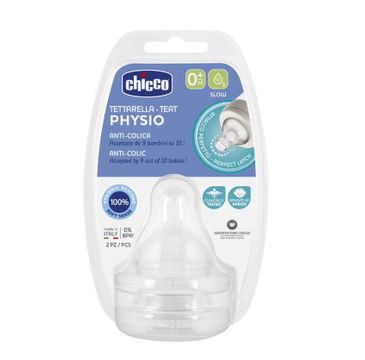 Chicco Physio smoczek antykolkowy na butelkę przepływ wolny 0m+ (2 szt.)