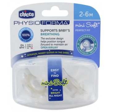 Chicco PhysioForma smoczek silikonowy uspokajający Mini Soft 2-6m Lumi (2 szt.)