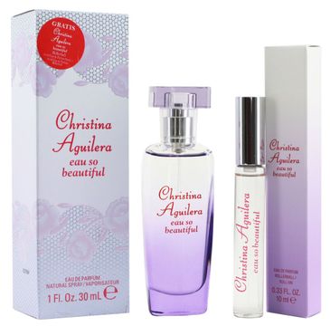 Christina Aguilera Eau So Beautiful zestaw woda perfumowana spray (30 ml) + woda perfumowana roll-on (10 ml)