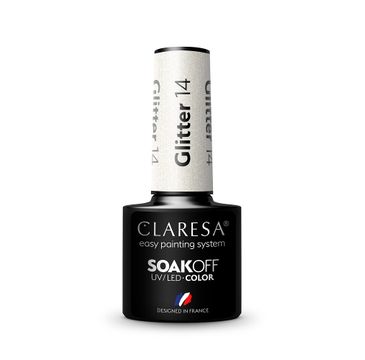 Claresa Soak Off UV/LED Glitter lakier hybrydowy 14 (5 g)