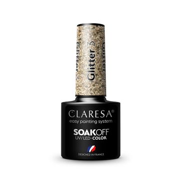 Claresa Soak Off UV/LED Glitter lakier hybrydowy 3 (5 g)