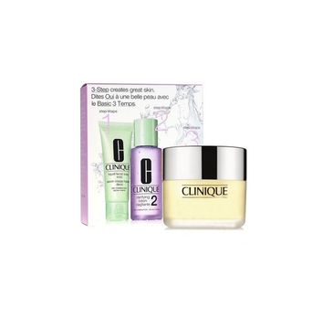 Clinique 3-Step Skin Care System Skin Type 2 Liquid Facial Soap Mild mydło w płynie 50 ml + Clarifying Lotion 2 płyn złuszczający 100 ml + Dramatically Different Moisturising Cream 30 ml