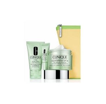 Clinique Daily Defenders Superdefense SPF 20 Daily Defense Moisturizer (50 ml)+ 7 Day Scrub Cream (30 ml) + Superdefense SPF 20 Age Defense Eye Cream (5 ml) + Bag