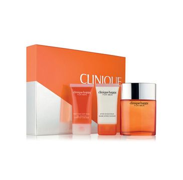 Clinique Happy For Men woda kolońska spray (100 ml) + balsam po goleniu (50 ml) + żel do mycia (50 ml)