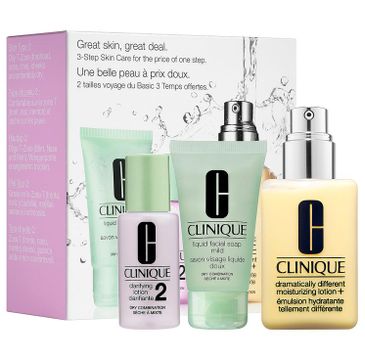 Clinique Skin Type 2 Liquid Facial Soap Mild mydło w płynie (30 ml) + Clarifying Lotion 2 płyn złuszczający (30 ml) + Dramatically Different Moisturising Lotion + emulsja nawilżająca (125 ml)