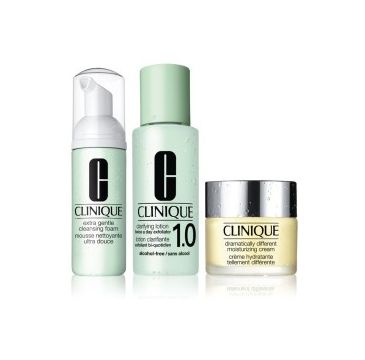 Clinique zestaw prezentowy 3-Step Creates Great Skin Extra Gentle Cleasing Foam (45 ml) + Clarifying Lotion (100 ml) + Dramatically Different Moisturizing Cream (30 ml)