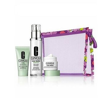 Clinique zestaw prezentowy Better Brighter Skin Even Better Clinical Dark Spot Corrector korektor (30 ml) + Even Better Skin Tone Correcting Moisturizer krem do twarzy (15 ml) + 7 Day Scrub Cream Rinse-Off Formula peeling (30 ml)