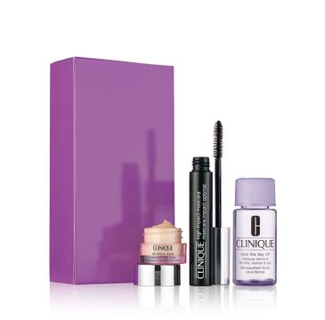 Clinique zestaw prezentowy High On Lashes Mascara 01 Black tusz do rzęs (7 ml) + Take the Day off Makeup Remover for Lids Lashes & Lips płyn do demakijażu (30 ml) + All About Eyes Eye Cream krem pod oczy (5 ml)