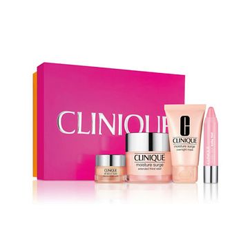 Clinique zestaw prezentowy Moisture Favourites All About Eyes (7 ml) + Moisture Surge Extended Thirst Relief (50 ml) + Overnight Mask (30 ml) + Chubby Stick Baby Tint Lip Balm 03 Budding Blossom (1,2 g)