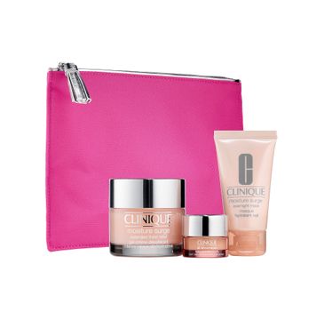 Clinique zestaw prezentowy Moisture Surge Extended Thirst Relief krem-żel do twarzy (50 ml) + All About Eyes krem pod oczy (5 ml) + Moisture Surge  Overnight Mask maska do twarzy (30 ml) + kosmetyczka