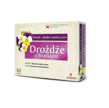 Colfarm Drożdże z Bratkiem gładka i piękna skóra suplement diety 60 tabletek