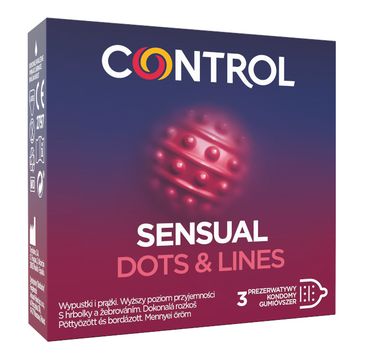 Control Sensual Dots & Lines prezerwatywy prążkowane z wypustkami 3szt.