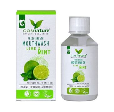 Cosnature – Fresh Breath Mouthwash naturalny płyn do płukania jamy ustnej o smaku limonki i mięty (300 ml)