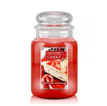 Country Candle duża świeca zapachowa z dwoma knotami - Candy Cane Cheesecake (680 g)