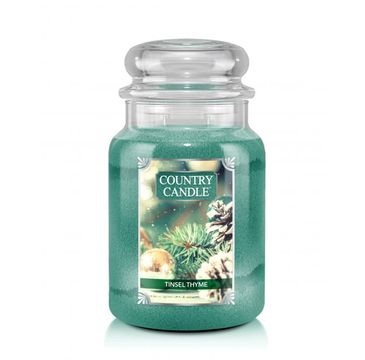 Country Candle duża świeca zapachowa z dwoma knotami - Tinsel Thyme (680 g)