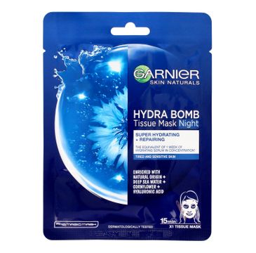 Garnier Skin Naturals Hydra Bomb maska odżywcza w płacie na noc